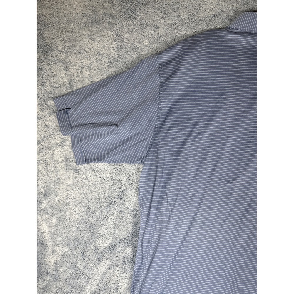 Peter Millar Mens XL Blue Striped 100% Cotton Polo Shirt Crest Logo Short Sleeve - Picture 12 of 16